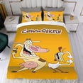 thumbnail image 4 of Vaca y Pollo Conjunto de sábanas temático, trío de piezas, cómodo y amigable con la piel, diseño único, regalo de decoración para el hogar para familiares, amigos y fans,135cm *200cm, 4 of 6