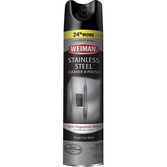 Weiman 02 Stainless Steel cleaner Polish Aerosol-12 Ounce-Non Toxic cleaner for Refrigerators, Dishwashers, Ovens, grills and More, 12 fl. oz, clear, 12 Ounce