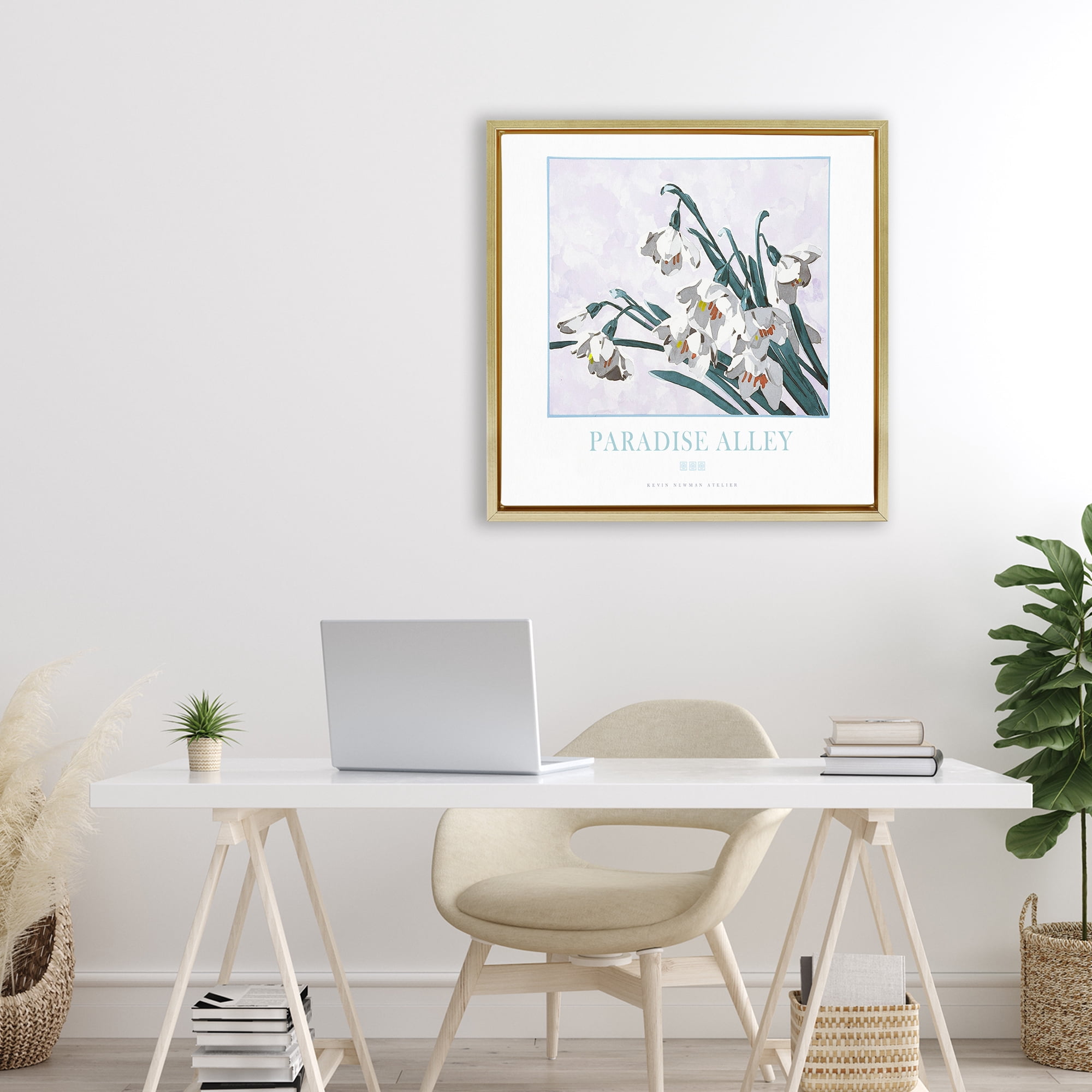 Stupell Industries Paradise Alley White Spring Blooms Gold Framed Floater Canvas Wall Art, design by Jadei Graphics