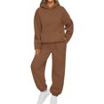 thumbnail image 3 of Fanxing Drawstring Hoodies Sweatsuits for Women Velvet Sweatshirts Casual Long Sleeve Velour Tracksuits Comfort Pullover Jogging Pants Lounge Matching Sets ChristmasBrown,S, 3 of 8