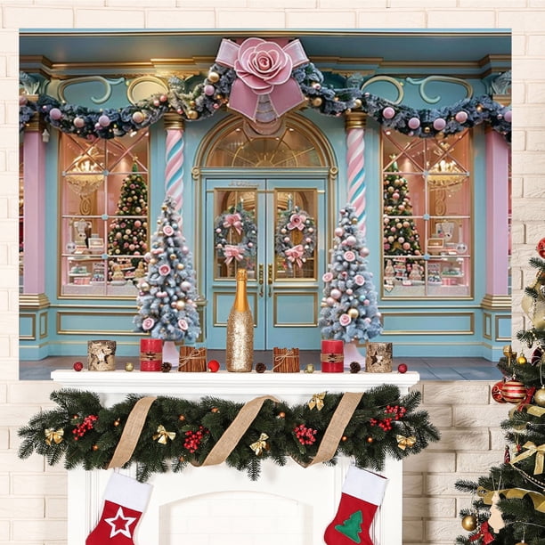 Ganfancp Christmas Tapestry Christmas Tree Snow Scene Photo Background Hanging Cloth Christmas Event Party Decoration Background Wall Cloth Liquidación X1 Telón de Fondo Navideño Revestimiento Mural