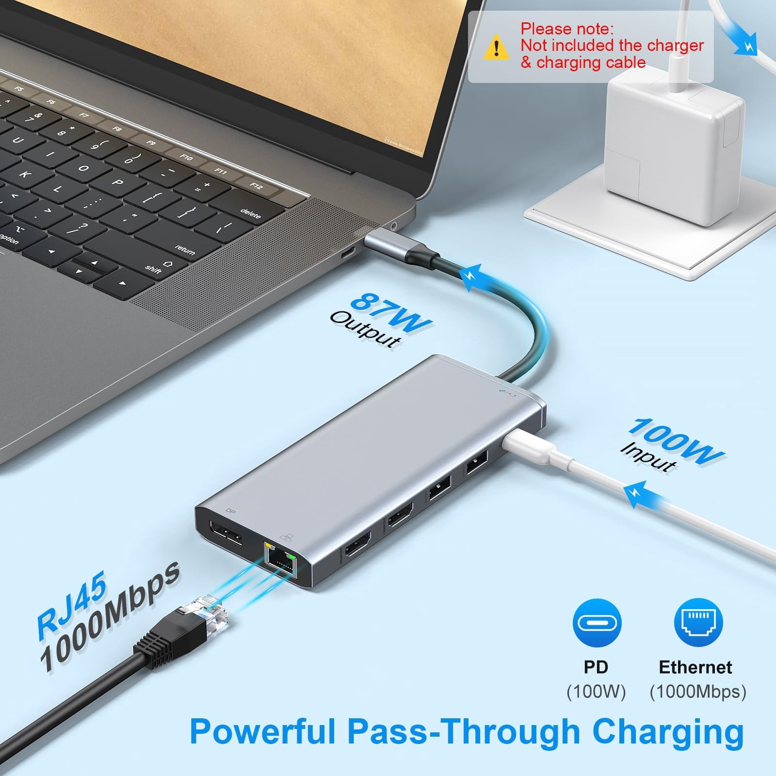 USB C Laptop Docking Station Dual Monitor HDMI for Laptop 14 in 1 USB C Hub Multiport Adapter Dongle Dock USB C to 2 HDMI 4K+DisplayPort+Ethernet+4USB+2USB C+100W PD Charger+SD/TF+Audio