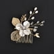 thumbnail image 2 of Nvzi Horquillas para el pelo de boda con flores para novias, peinetas con perlas de cristal, pinzas para el pelo, tocado, accesorios para el pelo de boda dorados, joyas - doradas, 2 of 5