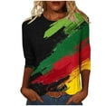 thumbnail image 2 of LYEAA African American History Month Tops Women 3/4 Sleeve Round Neck Shirt Breathable Cotton Blouse Casual Loose Fit Cultural Apparel Multicolor XXL, 2 of 5