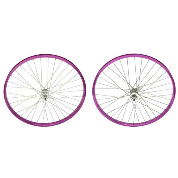 Purple Alloy 26" by 2.125" Wheel Set. Front and Back Coaster Wheel.