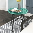 thumbnail image 2 of Outsunny Rattan Side Table w/ PE Rattan and Tempered Glass Top, Green, 2 of 10