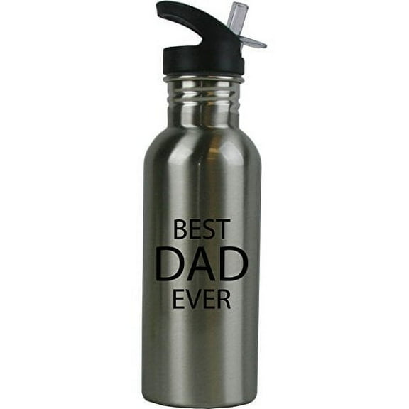 Best Dad Ever Stainless Steel Silver Water Bottle - Great Gift for Father's Day, Birthday, or Christmas Gift for Dad, Grandpa, Papa, Husband