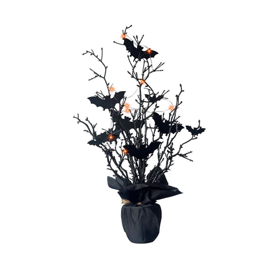 Halloween Haunted Glowing Bat Trees Black Branches with Eerie Glow, Halloween Decorations for Halloween Parties & Trick or Treat Nights perfect for spooky party setups for Halloween gatherings