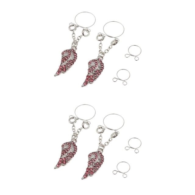 Jumpingount 2Pcs Red Cherry Fruit Rhinestone Stainless Nipplering Steel 2piezas 4 piezas de plata 12 cm