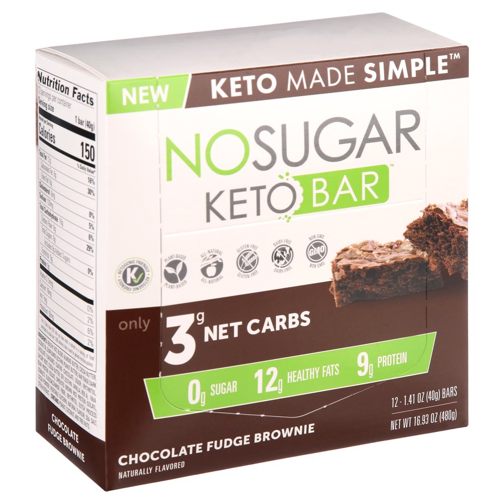 No Sugar Keto Bar, Chocolate Fudge Brownie, 12 Count - Walmart.com