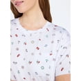 thumbnail image 4 of Joyspun Women's Dreamy Soft Collection Short Sleeve Sleep Top and Open Leg Pants Pajama Set, 2-Piece, Sizes XS-3X, 4 of 5