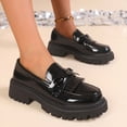 thumbnail image 2 of Xucatan Women's Patent Leather Loafers, Round Toe Closed Toe Slip On Shoes with Chunky Thick Sole, Low Heel Casual Pumps, Versatile British Style Plus Size Design for Spring Summer Daily Gift, 2 of 9