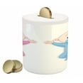 thumbnail image 1 of Gender Reveal Piggy Bank, Lie and Keep the Pacifiers, Ceramic Coin Bank Money Box for Cash Saving, 3.6" X 3.2", Peach Pink Blue, by Ambesonne, 1 of 4