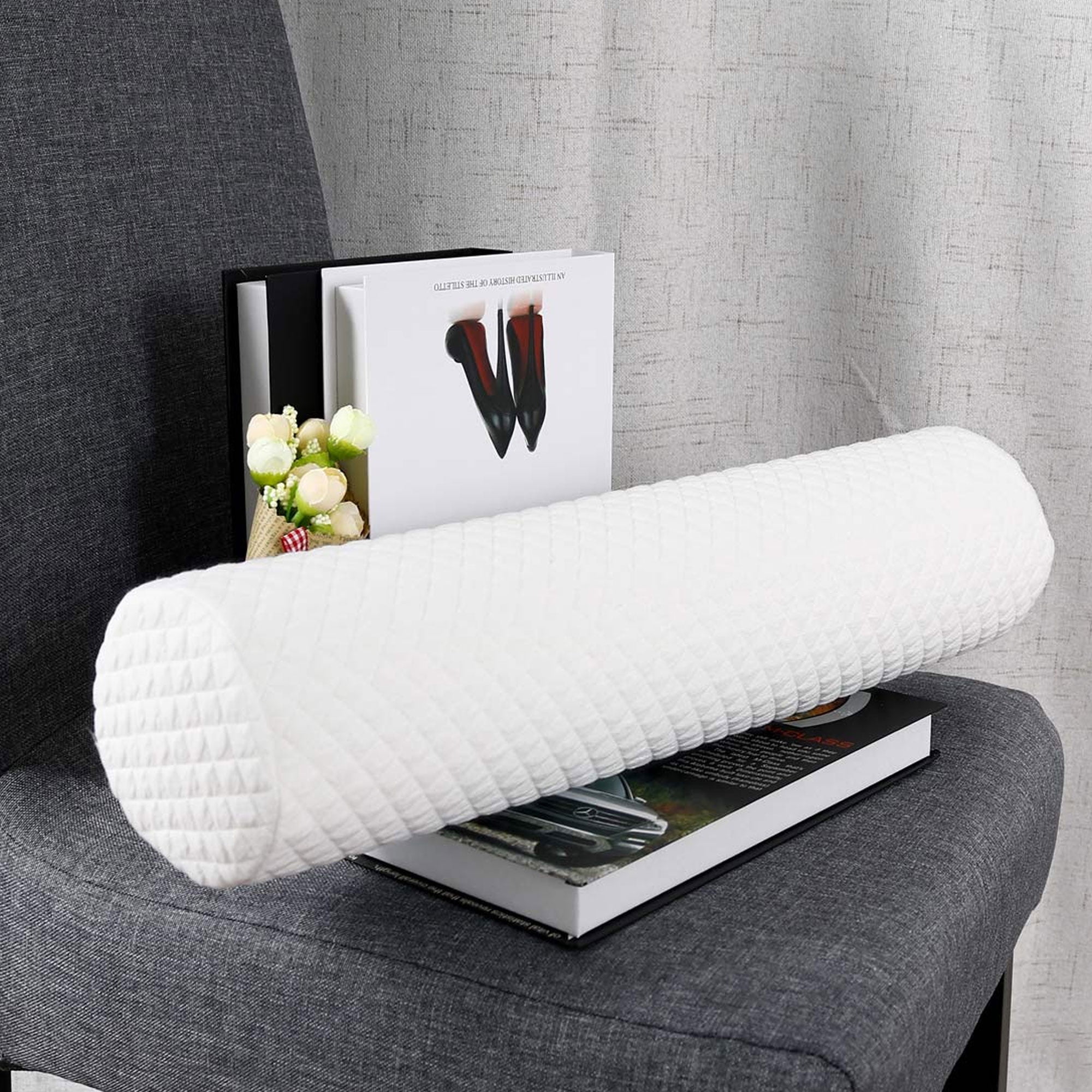 PiccoCasa Round Memory Foam Pillow Roll Bolster Care Support 18.5" x 3