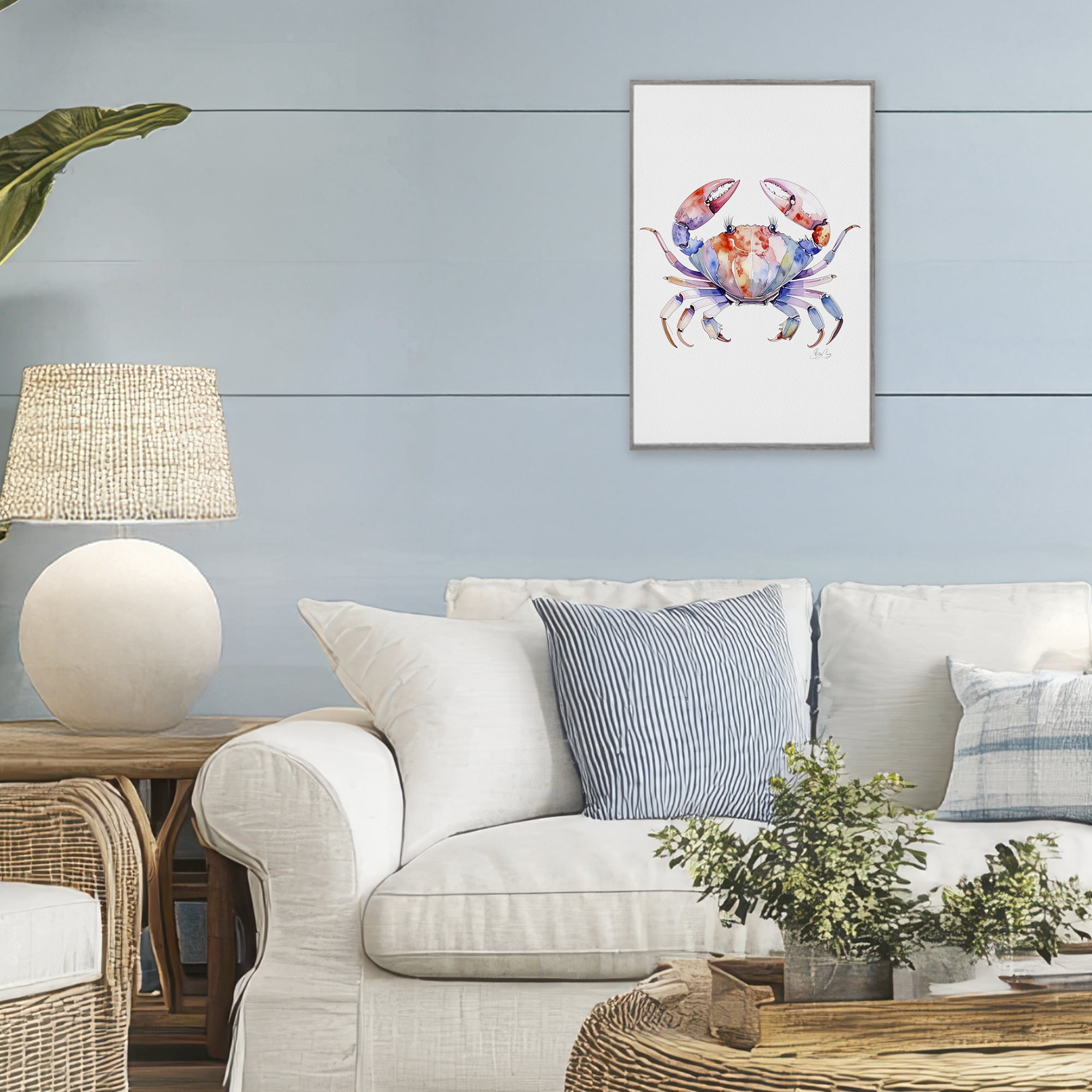 Stupell Industries Tide Dancer Crab Gray Framed Giclee Art, design by Shelly Craig