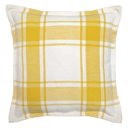 Better Homes & Gardens, Reversible Plaid Decorative Pillow, Square, 20'' x 20'', Yellow, 1 Piece