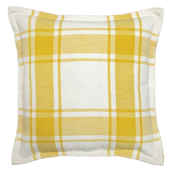 Better Homes & Gardens, Reversible Plaid Decorative Pillow, Square, 20'' x 20'', Yellow, 1 Piece