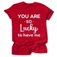 thumbnail image 2 of Fartey Valentine's Day T Shirts for Women Plus Size Summer Short Sleeve Casual Tops Soft Comfy Crew Neck Graphic Tees Loose Valentines Day Letter Print Blouses Watermelon Red XS-4XL, 2 of 4