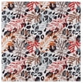 thumbnail image 2 of SAFAVIEH Malibu Aletha Leaves Polyester Machine Washable Area Rug, Ivory/Rust, 6' x 6' Square, 2 of 12