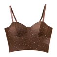 thumbnail image 2 of Women's Rhinestone Corset Top Sexy Mesh Bustier, Underwire Push Up Boned Crop Tank, Sheer Sequin Party Clubwear, Adjustable Strap Camisole, 2 of 7
