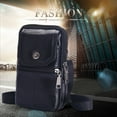 thumbnail image 2 of Men Cowhide Leather Phone Bags Solid Color Zipper Crossbody Bag (Coffee), 2 of 9
