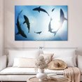 thumbnail image 2 of Elephant Stock School Of Sharks Wall Art - Horizontal Canvas Wall Art - Living Room Wall Decor - Animal Canvas - Blue And White Decor - 51" x 34", 2 of 8