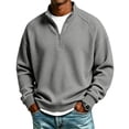 thumbnail image 3 of Dresfit Quarter Zip Pullover for Men Collared Waffle Sweatshirts Winter Long Sleeve Mock Neck Sweatshirt Adjustable Half Zip Knit Shirts S, 3 of 8
