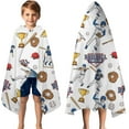 thumbnail image 3 of White Baseball Fun Club Pattern Hooded Bath Towel，50"x30" for Ages 3 To 12 Kids, Quick Dry Lightweight Soft Microfiber Hood Beach Towel Cover Up for Kids, 3 of 7