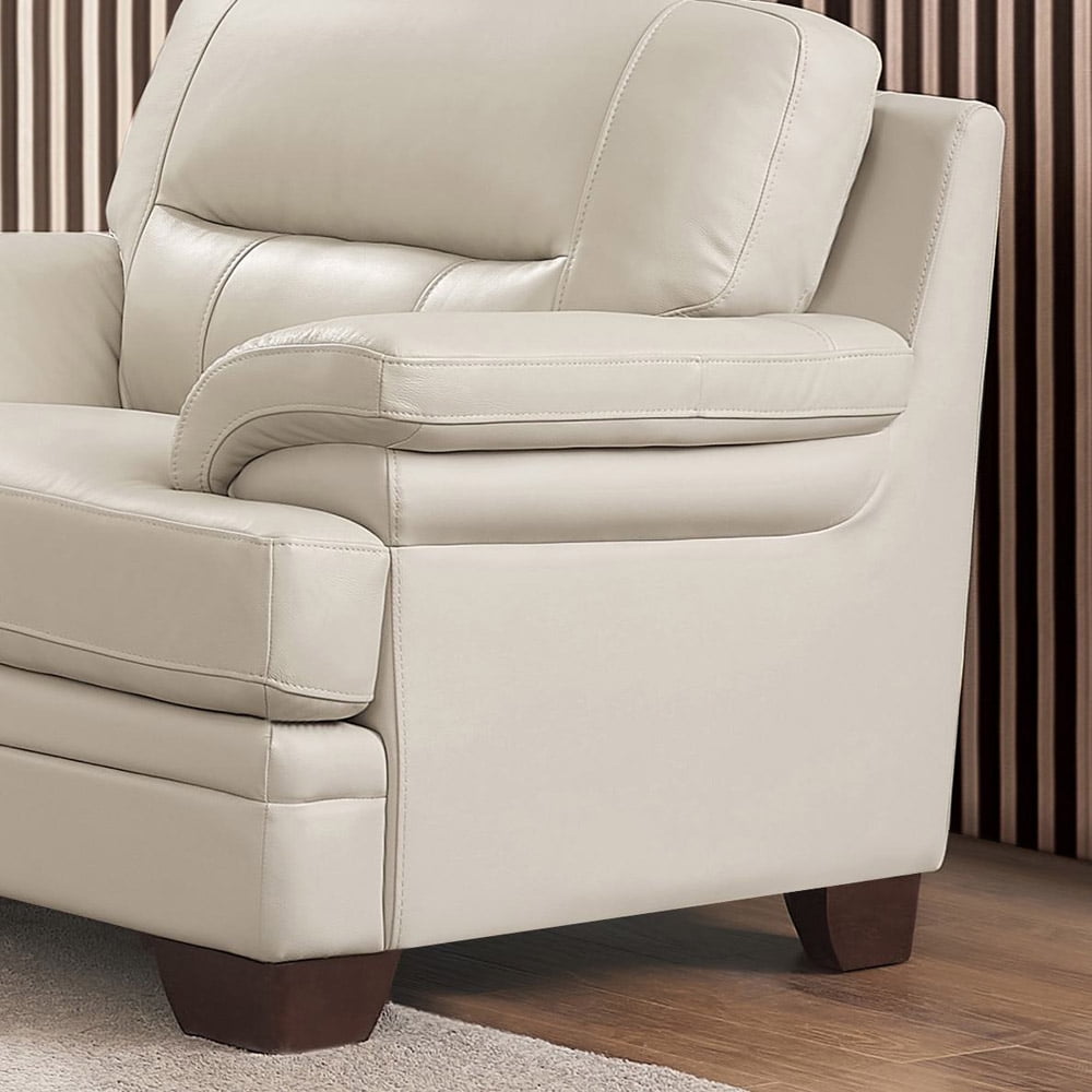 Hydeline Luxor Top Grain Leather Armchair Vanilla White with Tapered Legs Memory Foam and Springs Seating