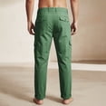 thumbnail image 5 of Tisuna Casual Pants For Mens Solid Color Zipper Button Straight Leg Trousers Breathable Fashion Male Work Street Pants Army Green Size L, 5 of 8