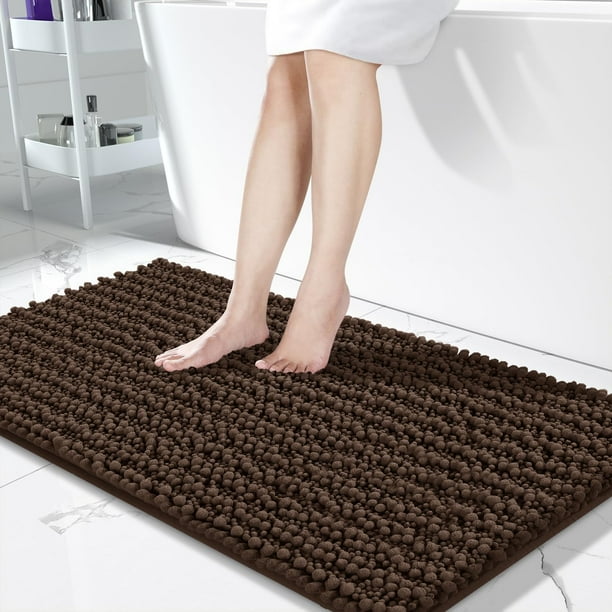 Alfombra de baño Yimobra Luxury Chenille 140 x 60 cm, color marrón