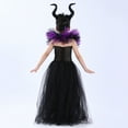 thumbnail image 2 of KAWELL Halloween Maleficent witch dress with headband set vampire witch costume 1-12 years old, 2 of 7