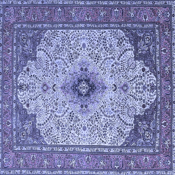 Ahgly Company Machine Washable Indoor Square Persian Blue Traditional Area Rugs, 8' Square