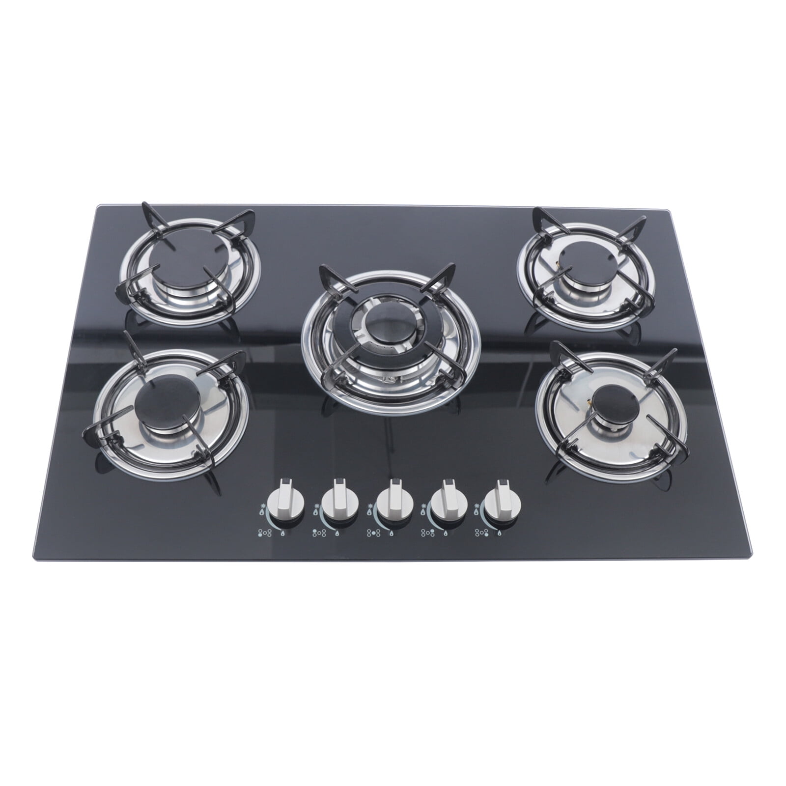30Inch Built-in 5 Burner Cooktop Stove LPG/NG Gas Hob Countertop Tempered Glass for Home,Restaurants