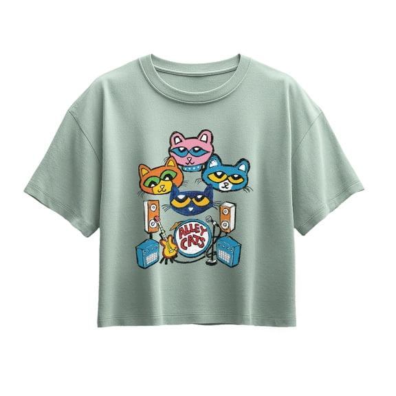 Pete the Cat - Alley Cats Heads - Youth Girls Boxy T-Shirt