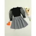 thumbnail image 3 of ZAXARRA Hauts à Manches Bouffantes Noirs pour Fille + Jupe Trapèze Pied-de-Poule, 3 of 9