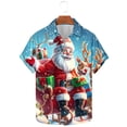thumbnail image 4 of Men's Christmas Hawaiian Shirt with Santa and Beer Print Button Down Short Sleeve Aloha Top for Holiday Parties Festive Casual Wear, 4 of 5