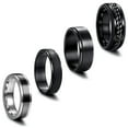 thumbnail image 3 of 4 Pcs Stainless Steel Rings for Steel Rings Vintage Men Women Vintage Wide Rings Engagement Friendship Ring Rings with Chain Rings Rotatable Rings, 3 of 9