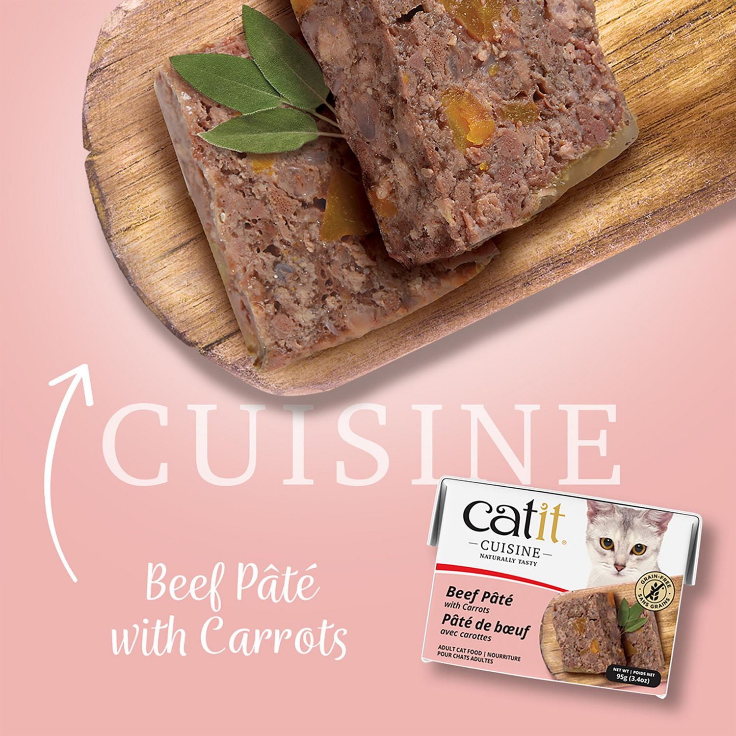 Nourriture humide Catit Cuisine, Pâté de bœuf avec carottes, 95 g