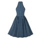 thumbnail image 1 of Gibobby Vestido sexy para fiesta Elegante vestido vintage a cuadros sin mangas con hombros descubiertos y cuello levantado sexy para mujer(B,XL), 1 of 5