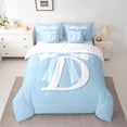 thumbnail image 2 of Erosebridal Monogrammed D Bedding Twin Size, Initial Letter Bed in a Bag Twin size, Blue Bow Reversible Bed Set, Super Cozy Bedroom Decor, 7 Pieces, 2 of 6