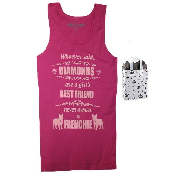 Frenchie Diamonds Womens' French Bulldog Tank Top & Bag - Multi-Pack Gift Set (Small)