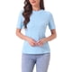 thumbnail image 1 of Camiseta básica de mujer inspirada en Chic, de cuello redondo, manga corta, textura, talla M, azul claro, 1 of 6