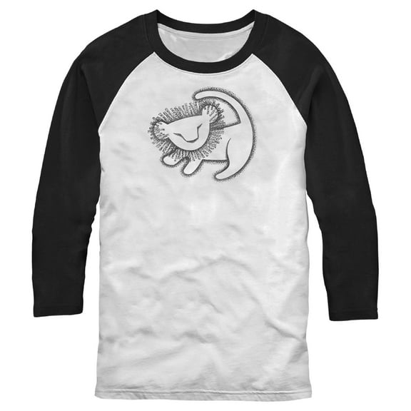 Men's Lion King Simba Cave Painting  Baseball Graphic Tee White/Black 2X Large