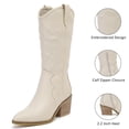 thumbnail image 3 of Love Steetly Cowboy Boots for Women Western Cowgirl Chunky Heeled Mid Calf Boot Pointed Toe Comfort Casual Fashion Calf High Womens Knee-High Boots., 3 of 6