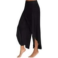 thumbnail image 4 of HIMONE Casual Palazzo Slit Wide Leg Pants Summer Beach Capris for Women Lady Oversized Plain High Waisted Pilate Yoga Pants, 4 of 5