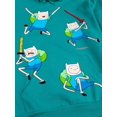thumbnail image 4 of Adventure Time Finn Puff Print Long Sleeve Turquoise Adult Hooded Sweatshirt-Large, 4 of 7