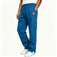 thumbnail image 2 of TKKCS Mens Baggy Straight Sweatpants Casual Split Ankle Cuffs Elastic Drawstring Waist Relaxed Fit Joggers with Side Pockets Blue M, 2 of 8