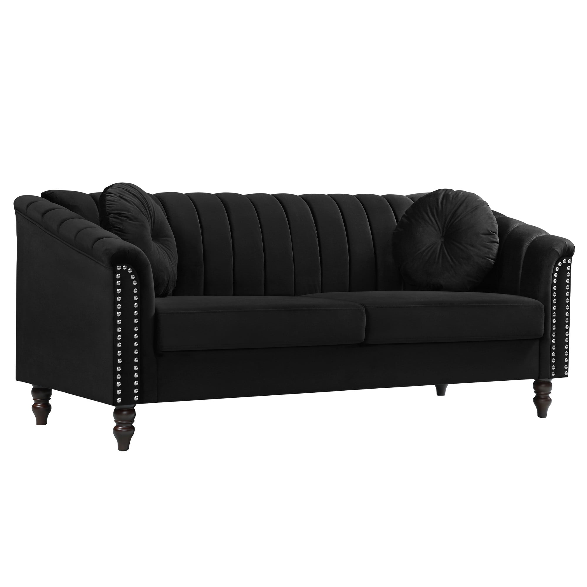 Aukfa 60" Loveseat Sofa Couch, Contemporary Sleep Sofa for Living Room Furniture Sets, Black