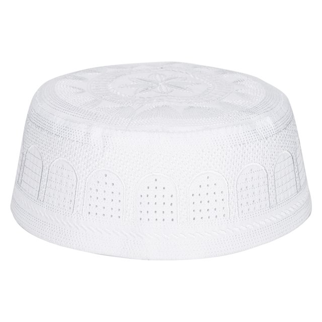 Sombrero musulmán adoración islámica oración patrón blanco puro bordado sombreros de Arabia Saudita